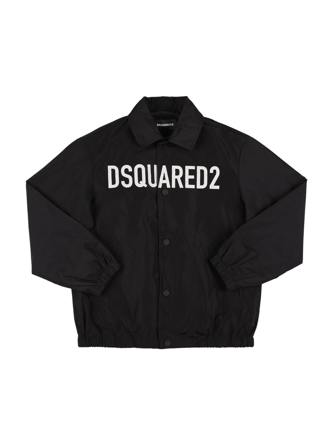 Dsquared2 Kids' Printed Logo Nylon Jacket In Black