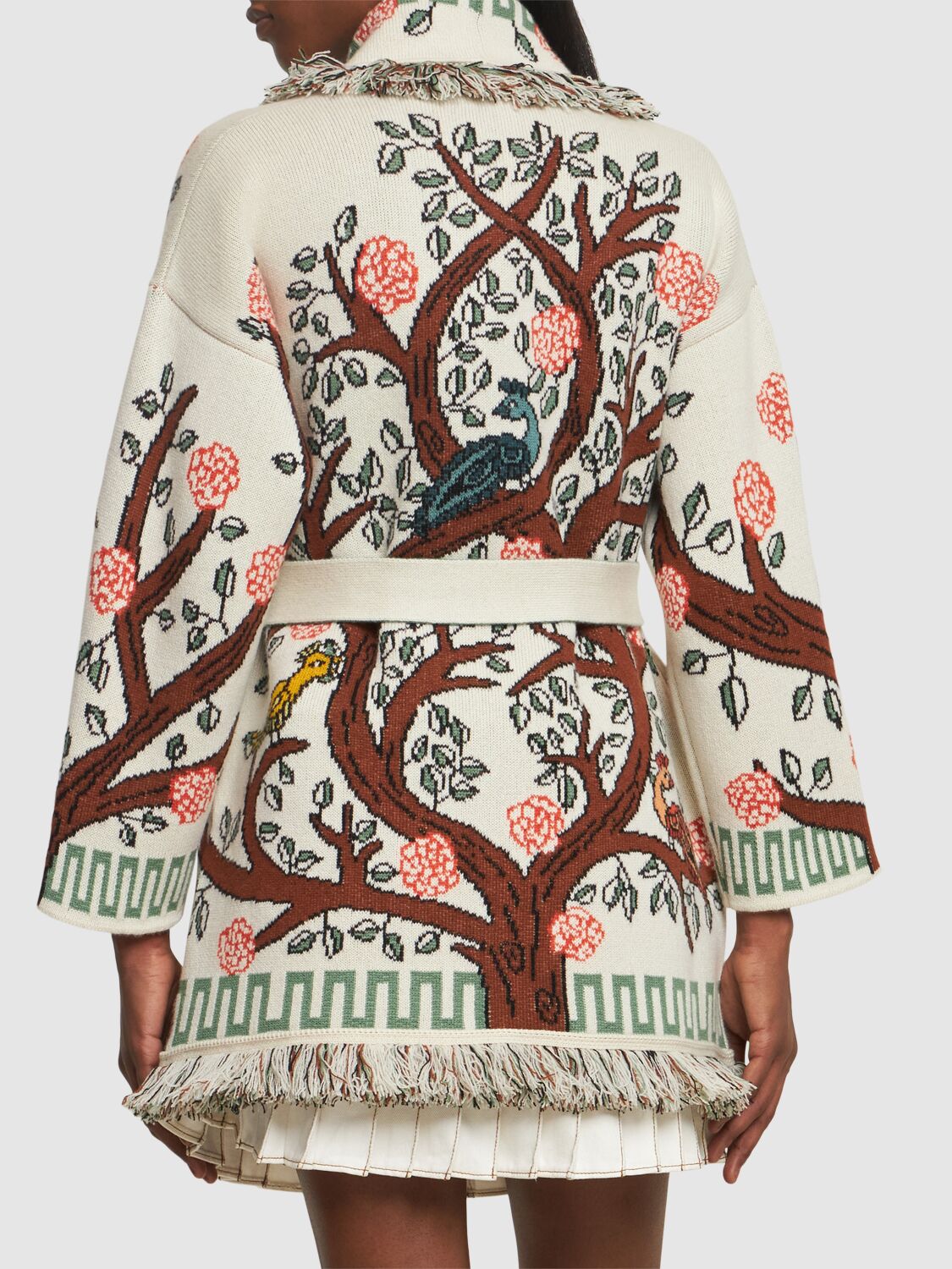 Shop Alanui Tree Of Life Knit Cashmere Cardigan In Multicolor