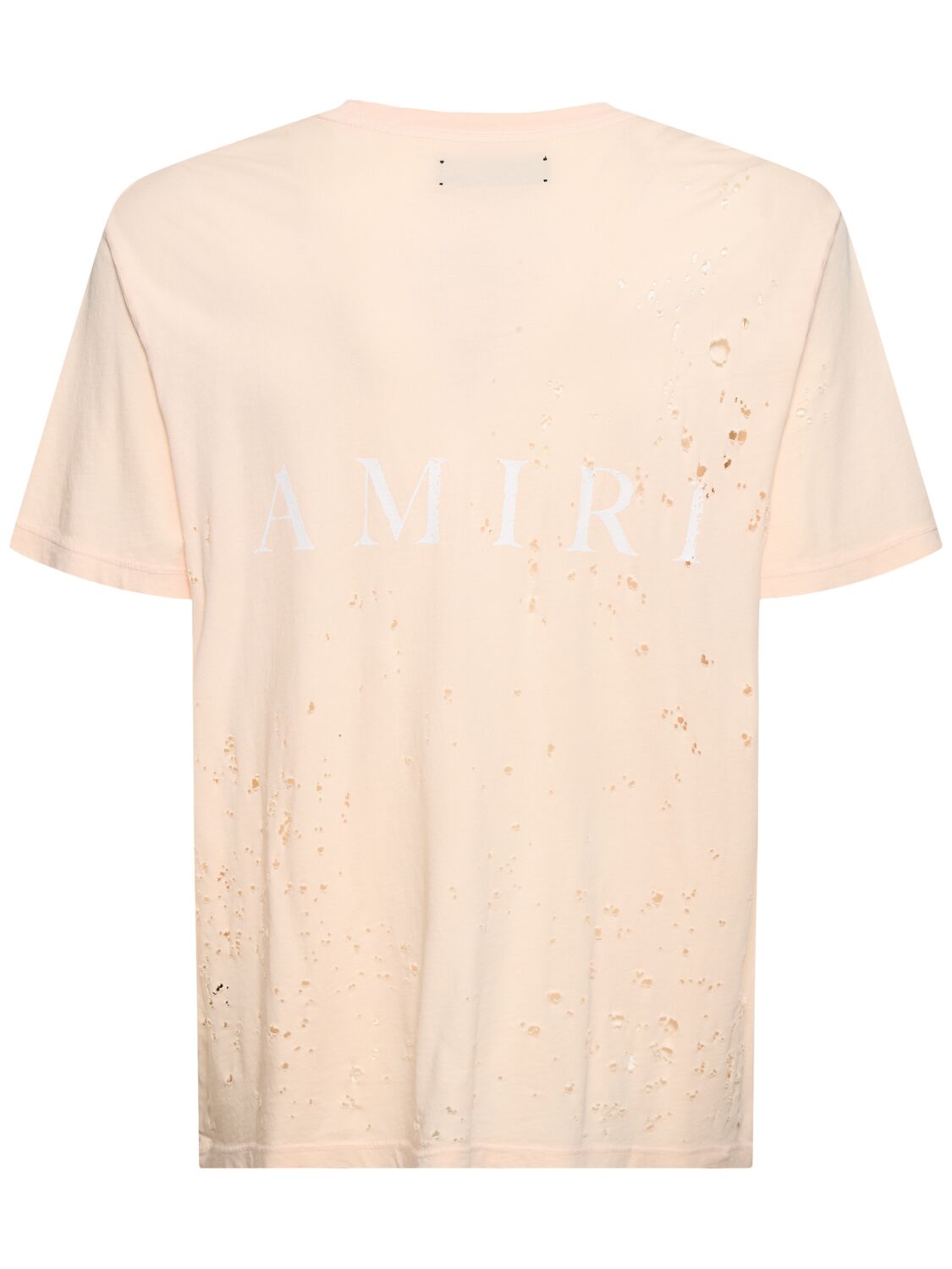 Shop Amiri Ma Logo Distressed Cotton Jersey T-shirt In Beige