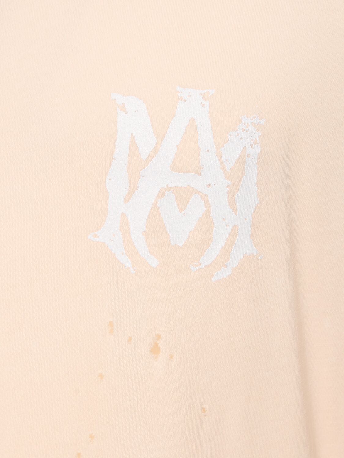 Shop Amiri Ma Logo Distressed Cotton Jersey T-shirt In Beige