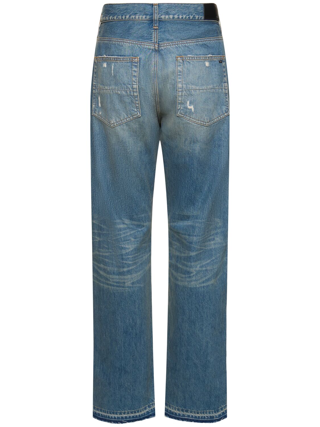 Shop Amiri Straight Cotton Denim Jeans In Indigo