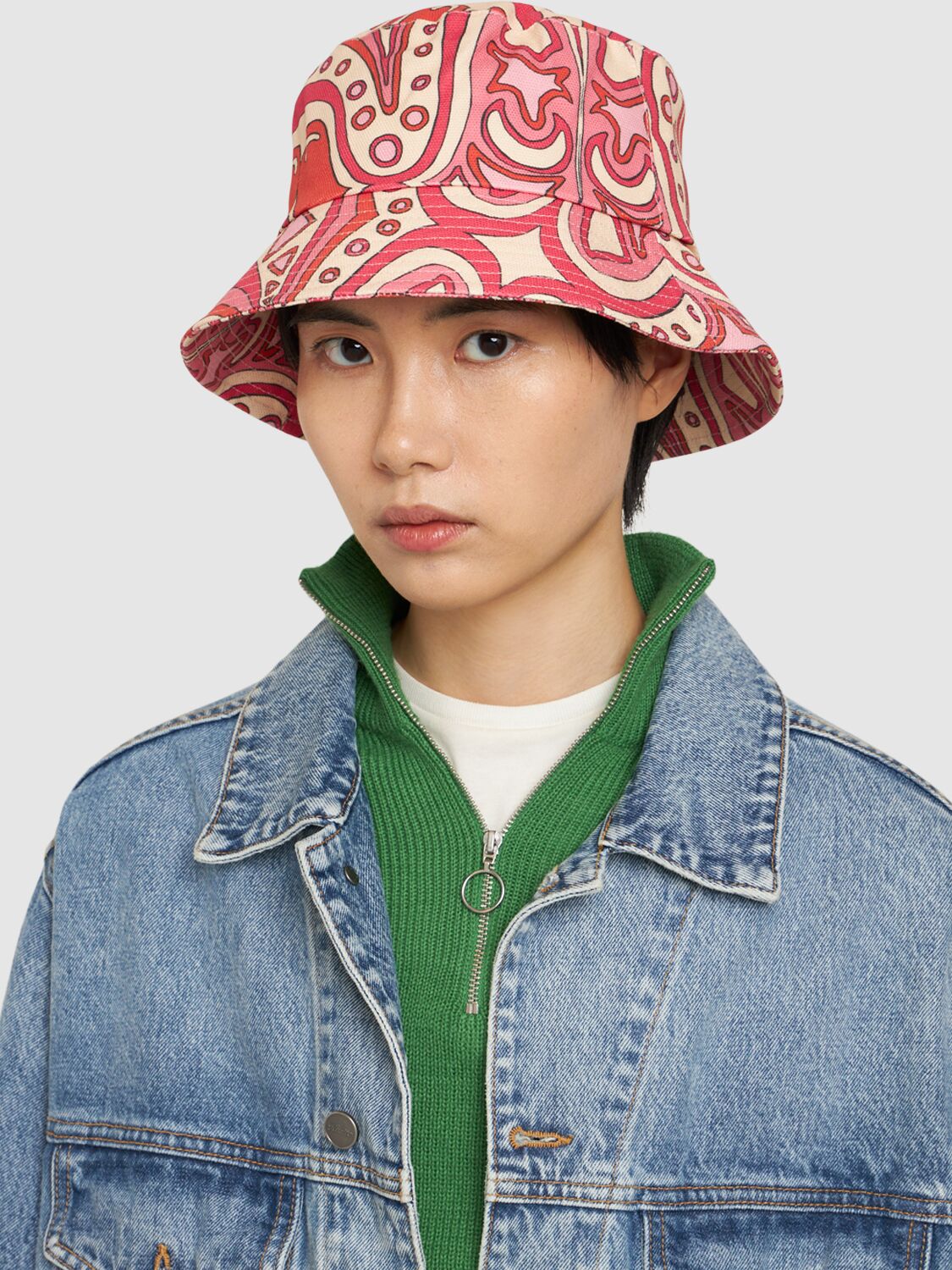 Shop Lack Of Color Shore Printed Cotton Bucket Hat In Retro Pink