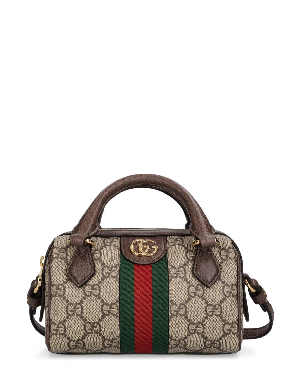 Gucci Mini Ophidia Gg Canvas Shoulder Bag In Ebony