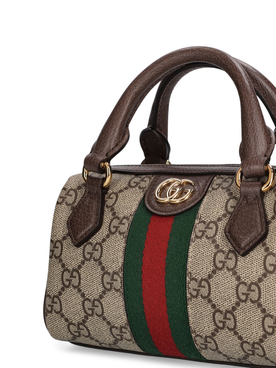 Shop Gucci Super Mini Ophidia Canvas Shoulder Bag In Ebony