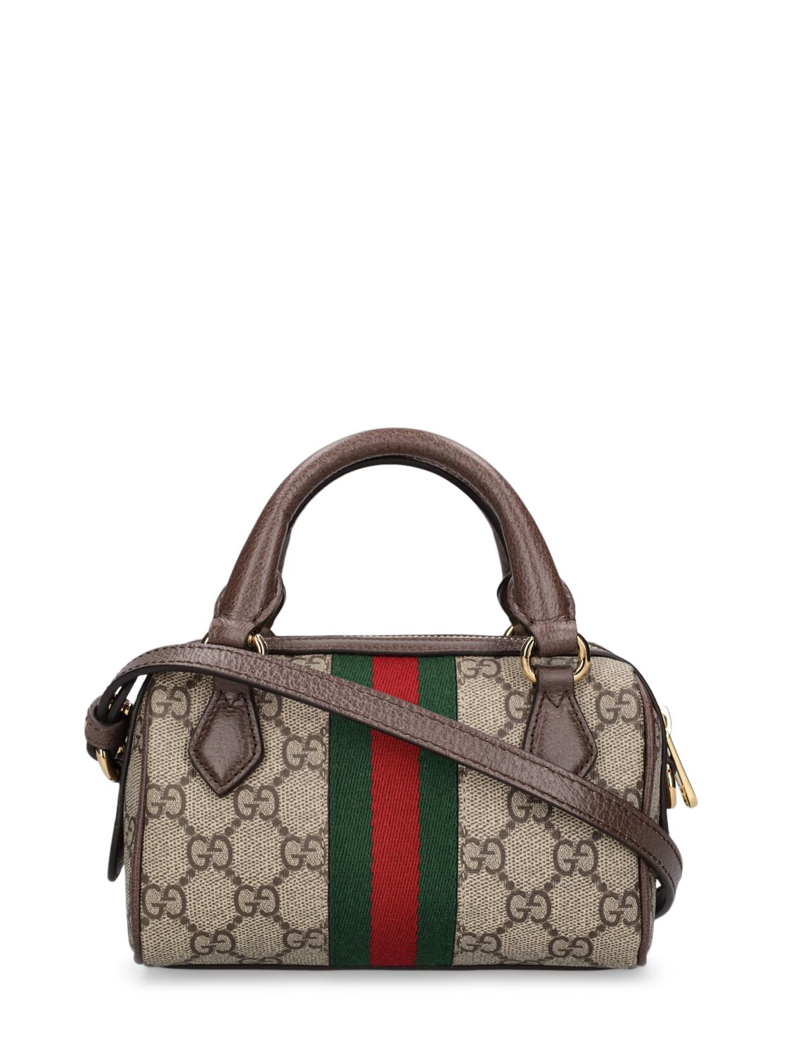 Shop Gucci Super Mini Ophidia Canvas Shoulder Bag In Ebony