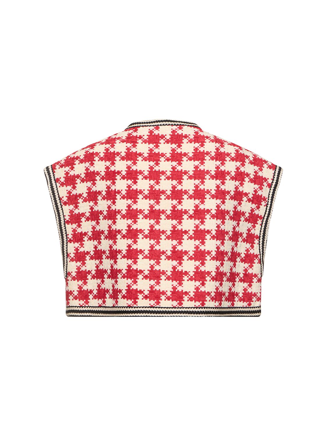 Shop Gucci Tweed Vest In Red,white,multi