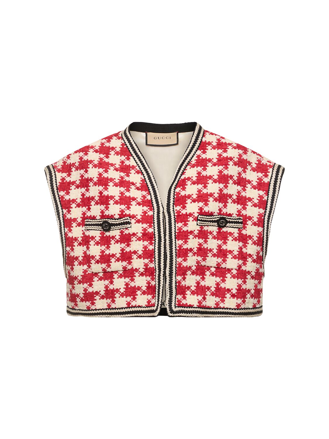 Gucci Tweed Waistcoat In Red,white,multi