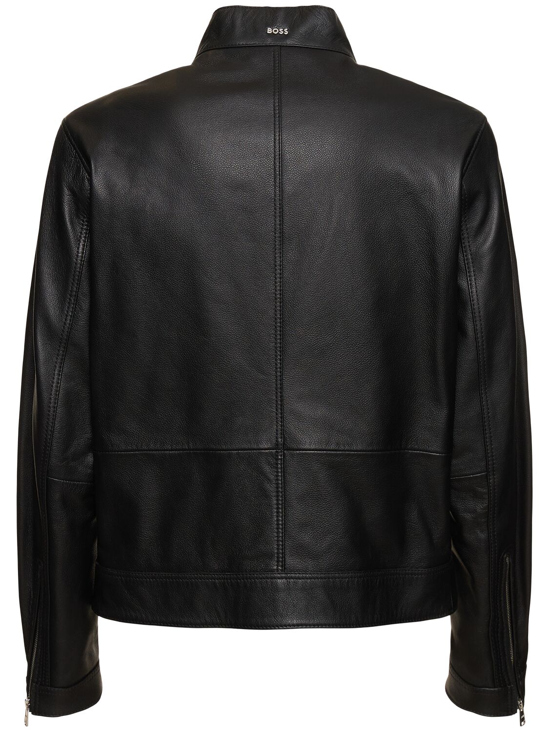 Shop Hugo Boss Mansell Zip-up Leather Jacket In Black