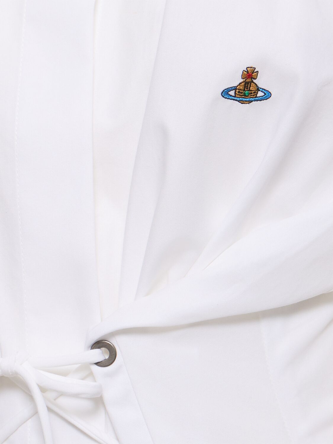 Shop Vivienne Westwood Kate Cotton Lace-up Midi Shirt Dress In White