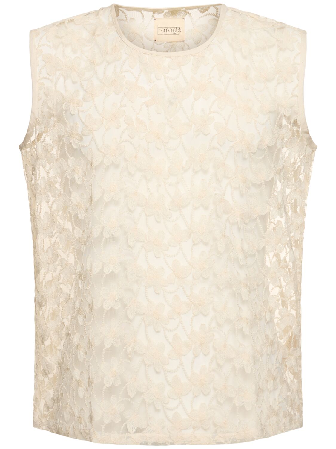 Harago Cotton Lace Tank Top In White