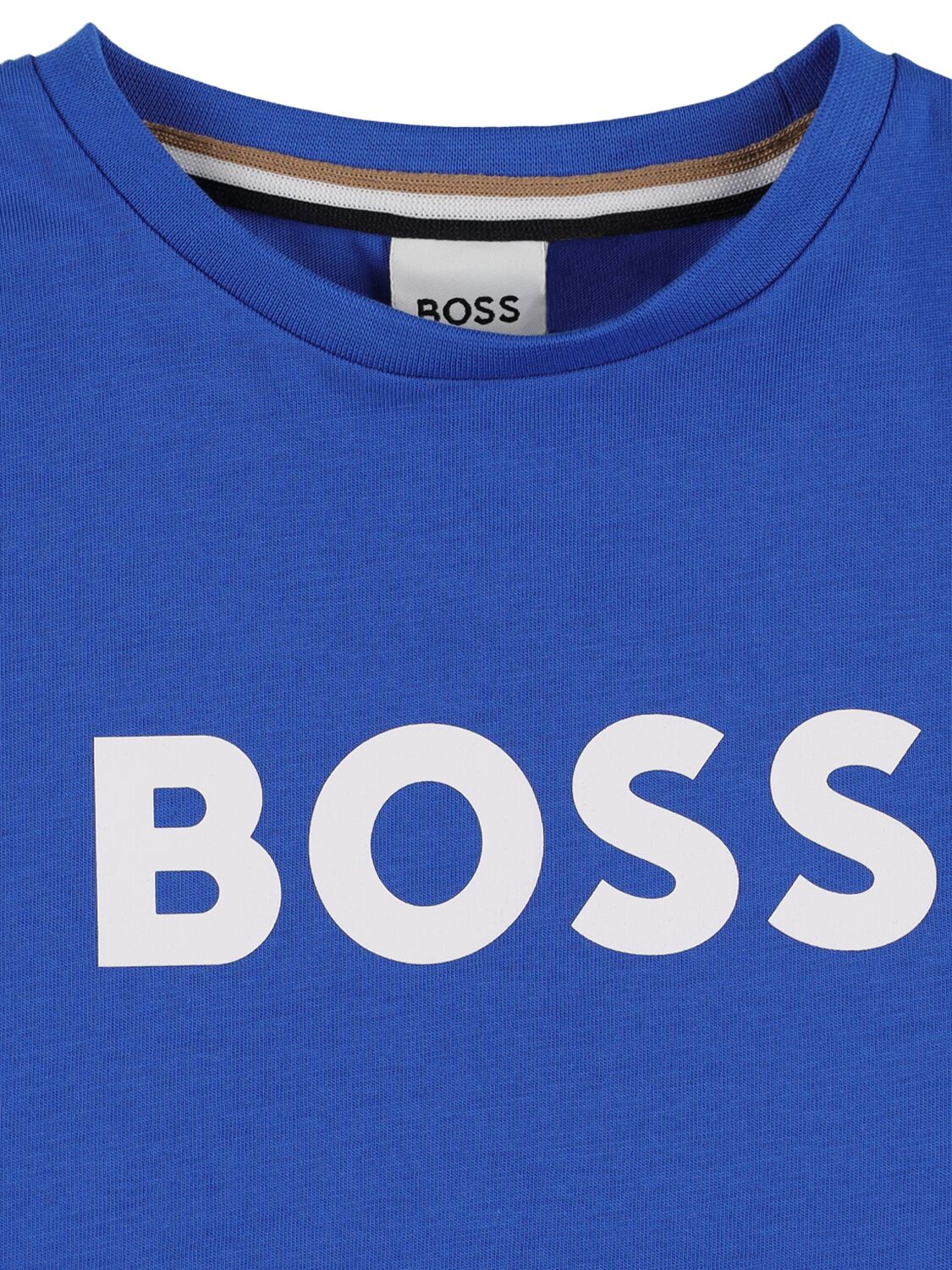 Shop Hugo Boss Logo Print Cotton Jersey T-shirt In Blue