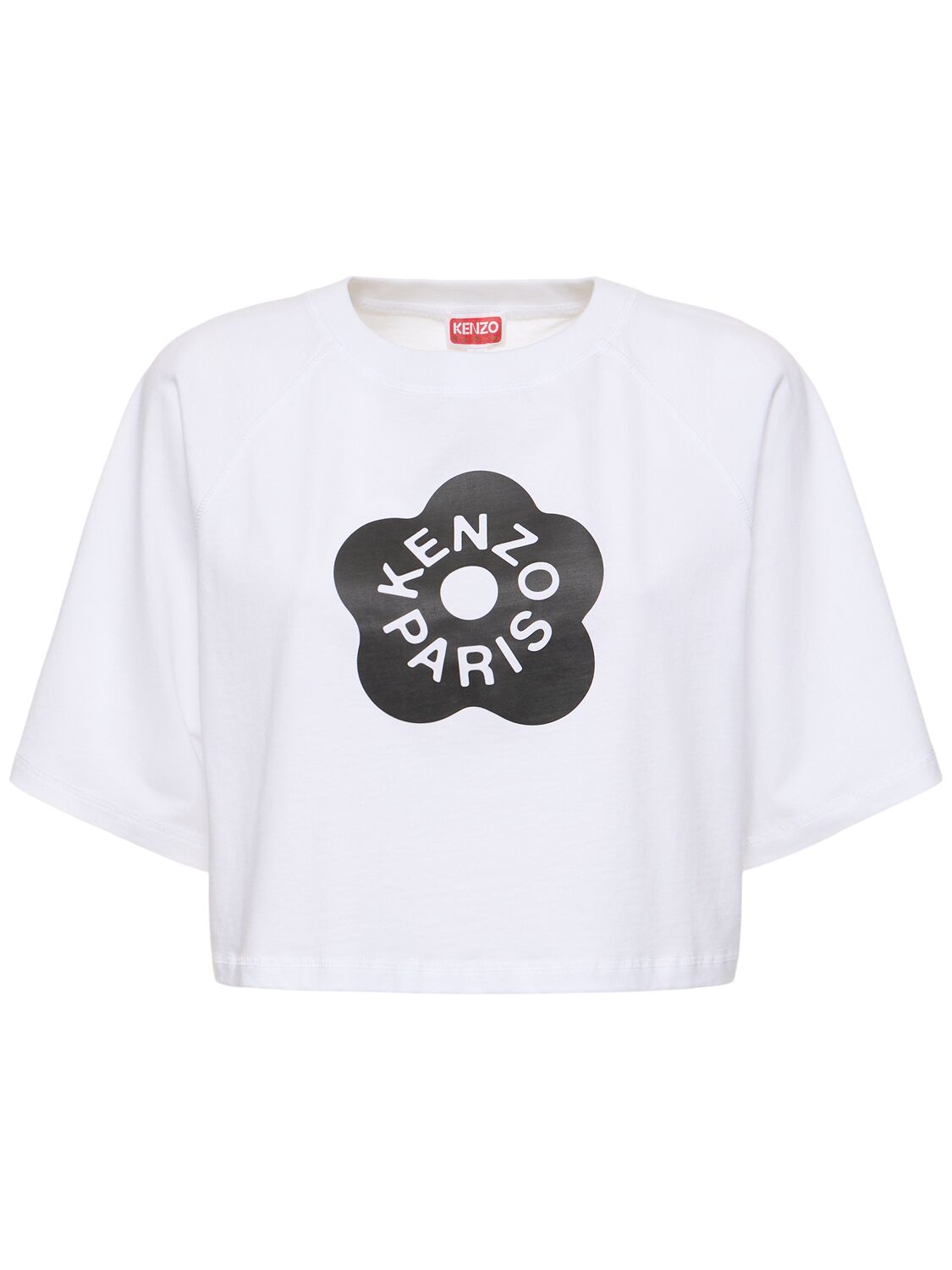 Shop Kenzo Boke Cropped Cotton Boxy T-shirt In White