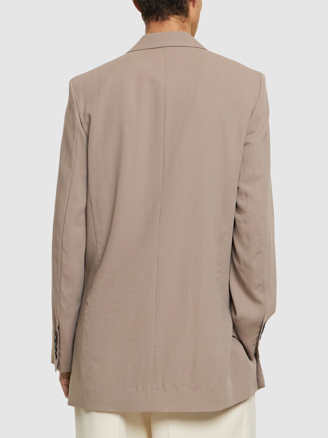 Shop Ami Alexandre Mattiussi Oversized Wool Crepe Blazer In Light Taupe