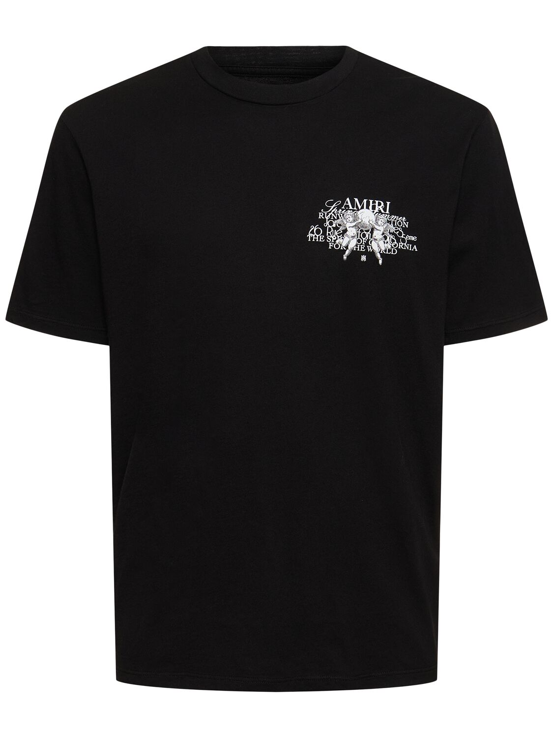 Shop Amiri Cherub Print Cotton Jersey T-shirt In Black