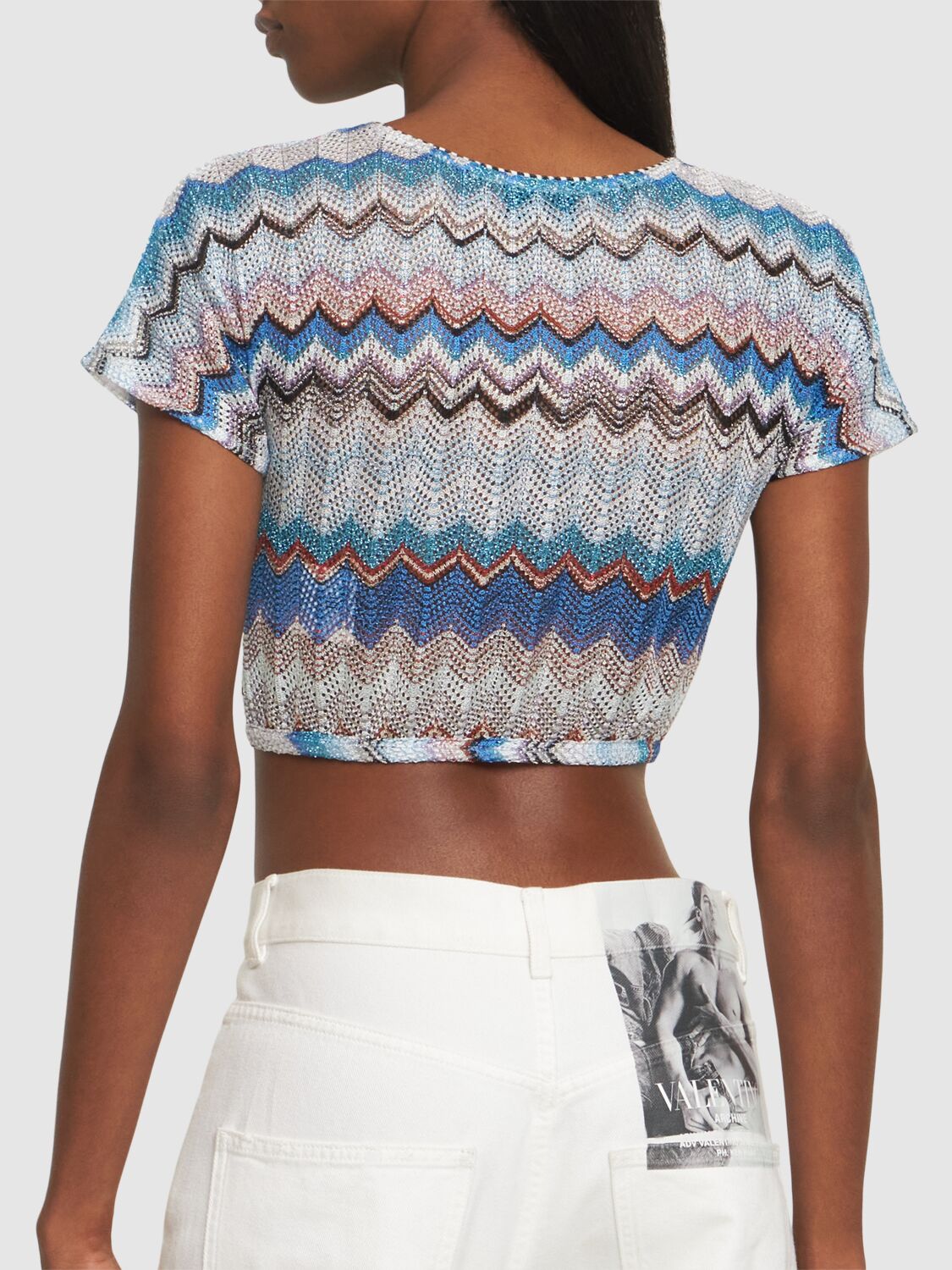 Chevron Crochet Lurex Crop Top