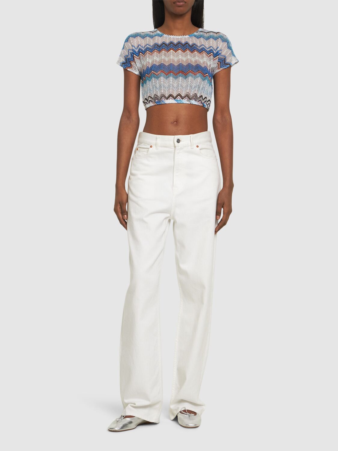 Chevron Crochet Lurex Crop Top