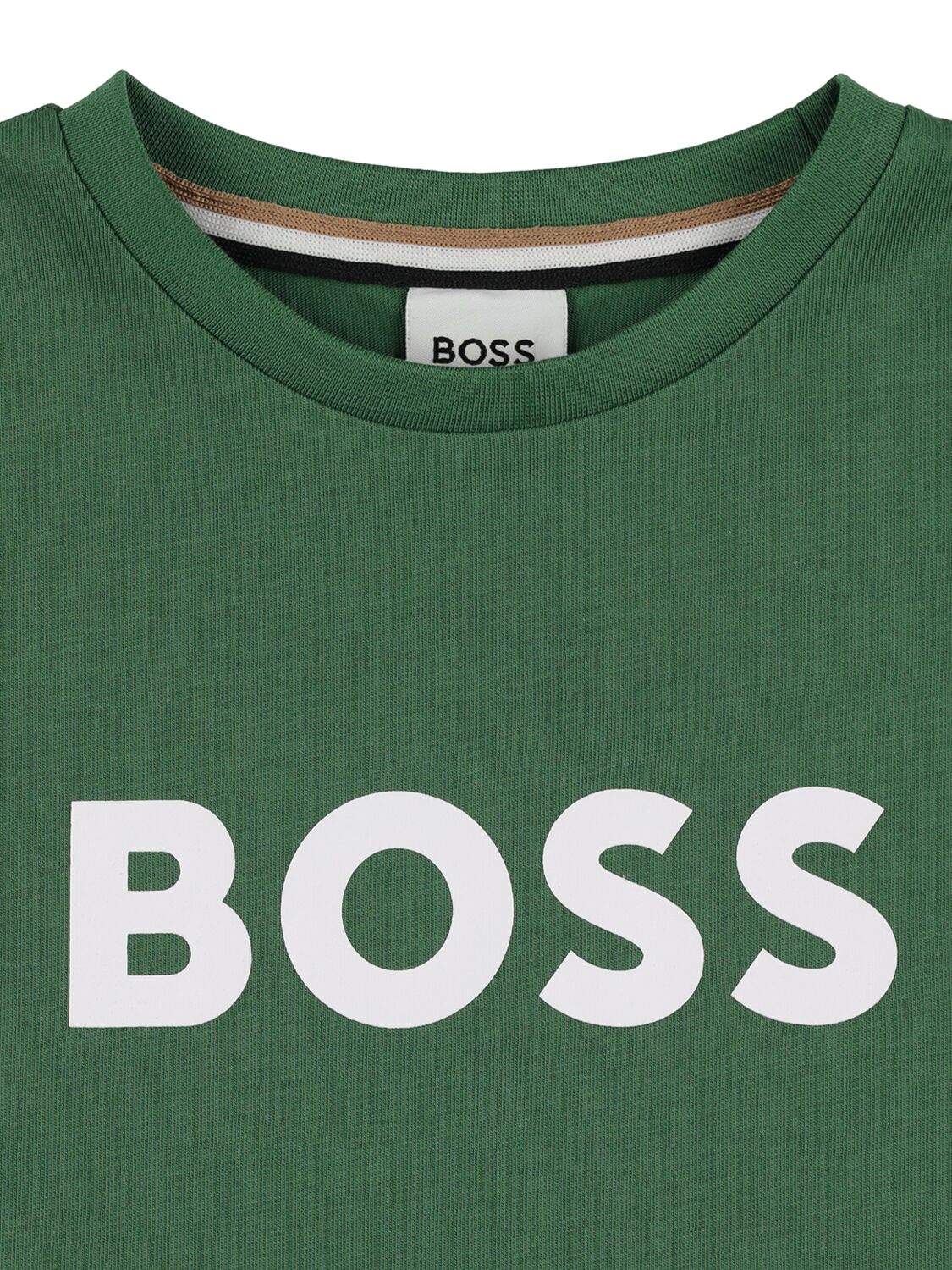 Shop Hugo Boss Logo Print Cotton Jersey T-shirt In Green
