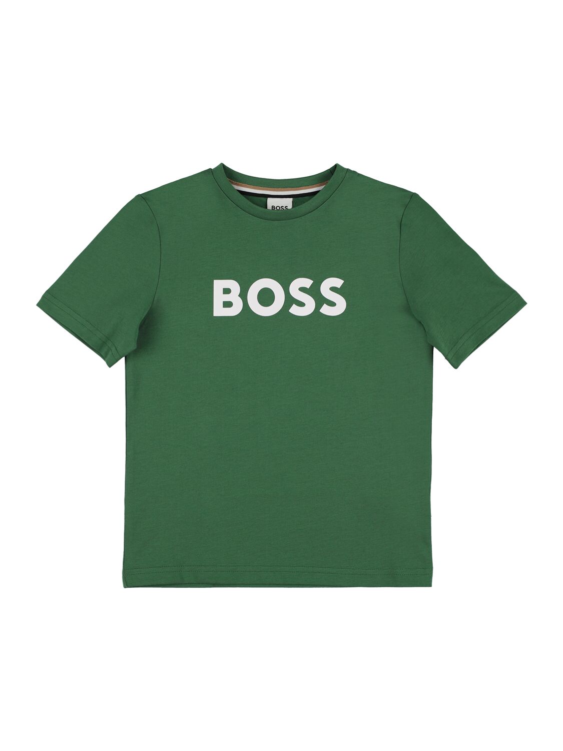 Hugo Boss Kids' Logo印花棉质平纹针织t恤 In Green