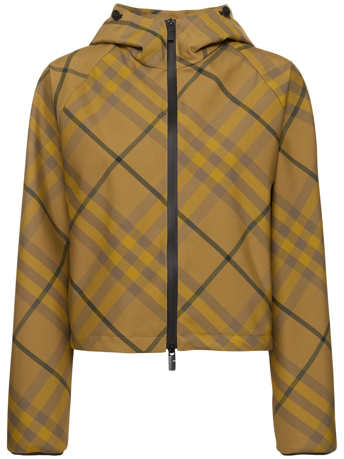 Shop Burberry Check Tech Hooded Cropped Jacket In Beige,multi