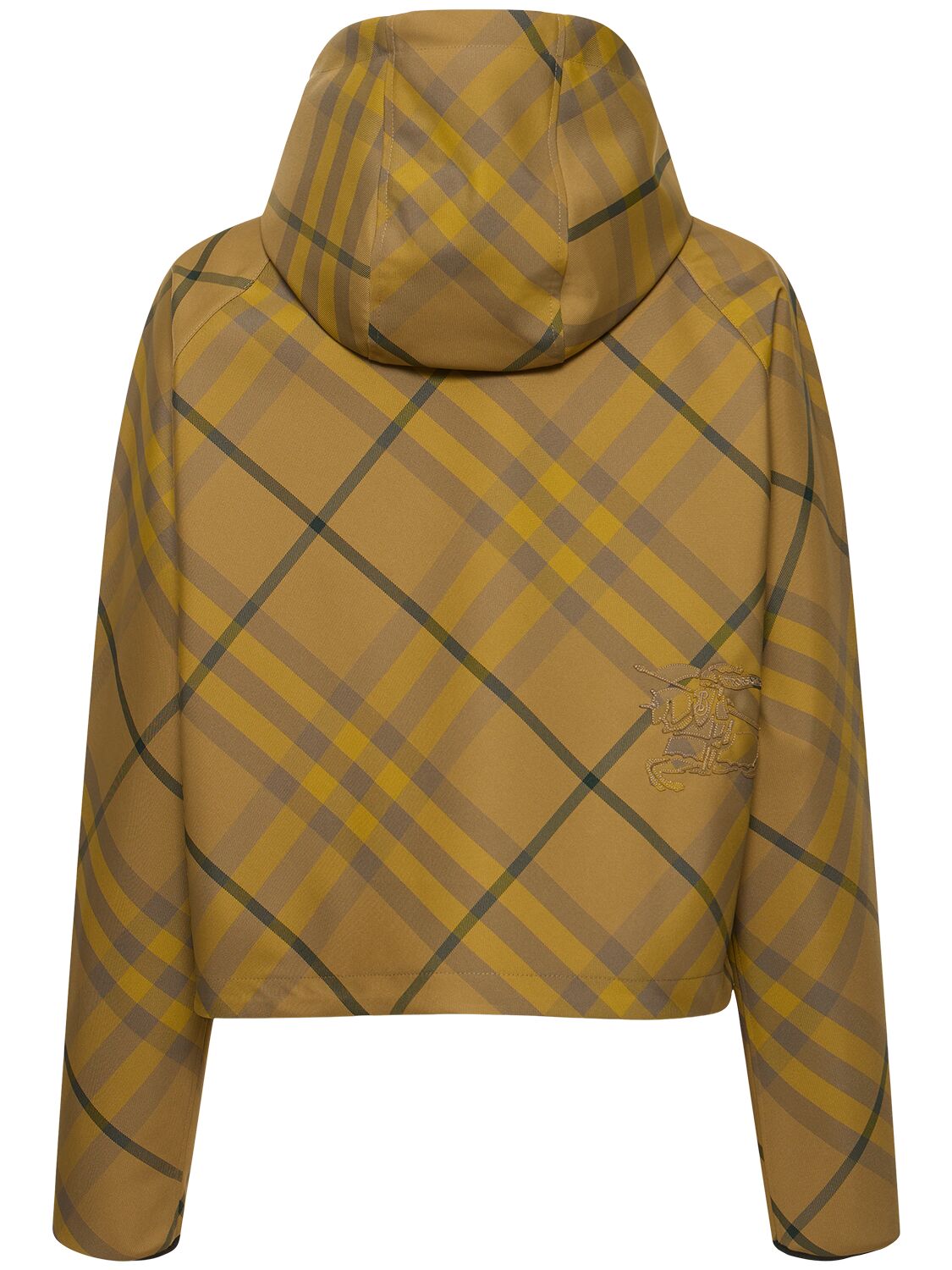 Shop Burberry Check Tech Hooded Cropped Jacket In Beige,multi