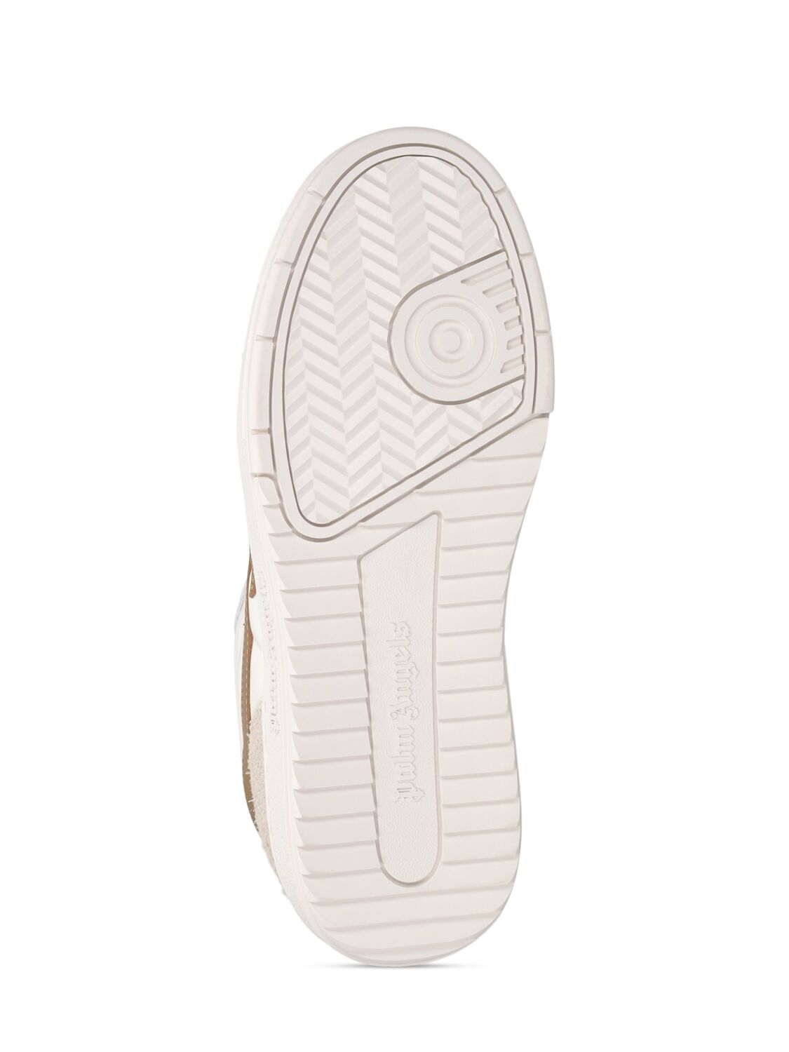 Shop Palm Angels Palm Beach University Leather Sneakers In White,gold