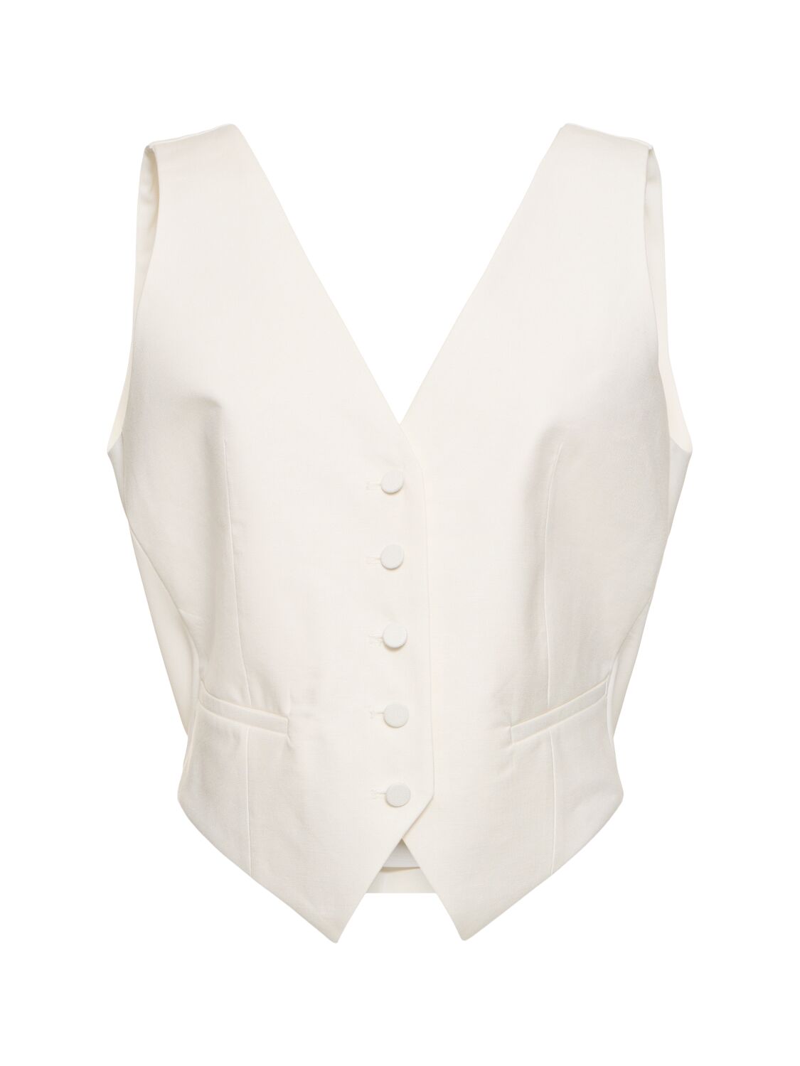 Shop Nina Ricci Draped Linen Blend Open-back Vest In White