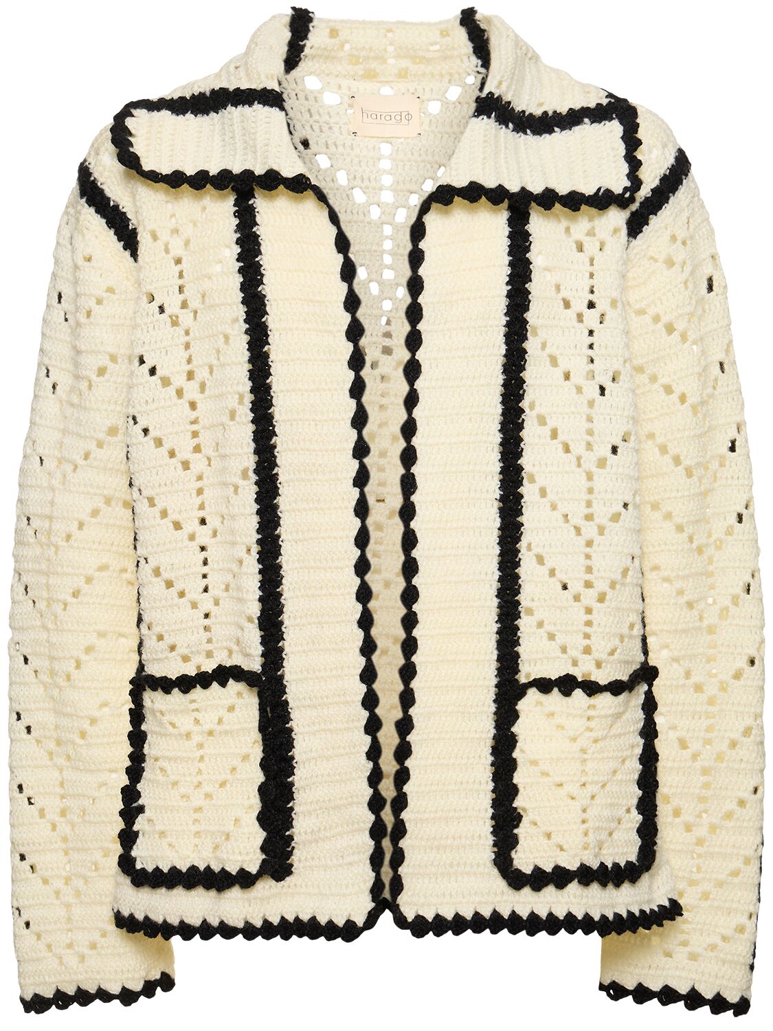 Harago Off-white Scalloped Cardigan In Off White