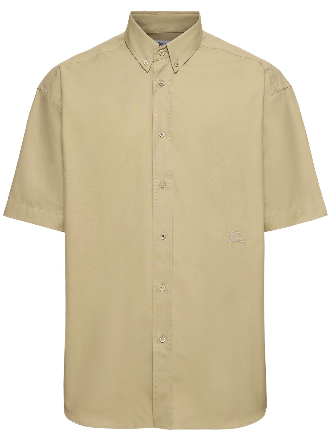 Burberry Logo Cotton Short Sleeve Shirt In Brown