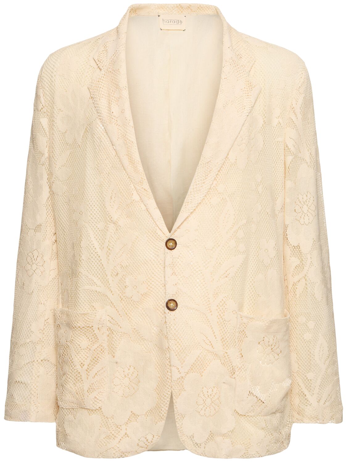 Harago Cotton Lace Blazer In Off White