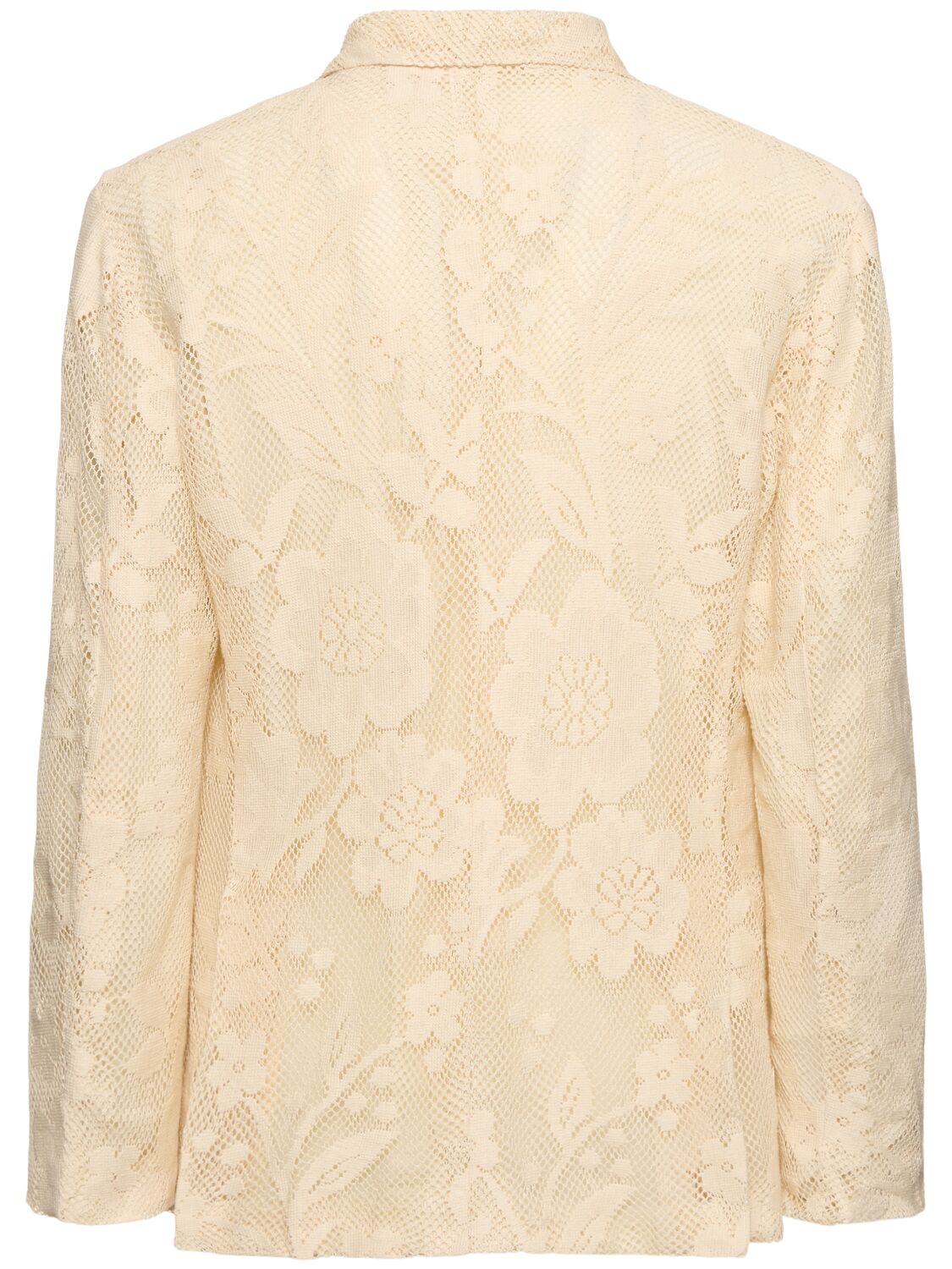 Shop Harago Cotton Lace Blazer In Off White