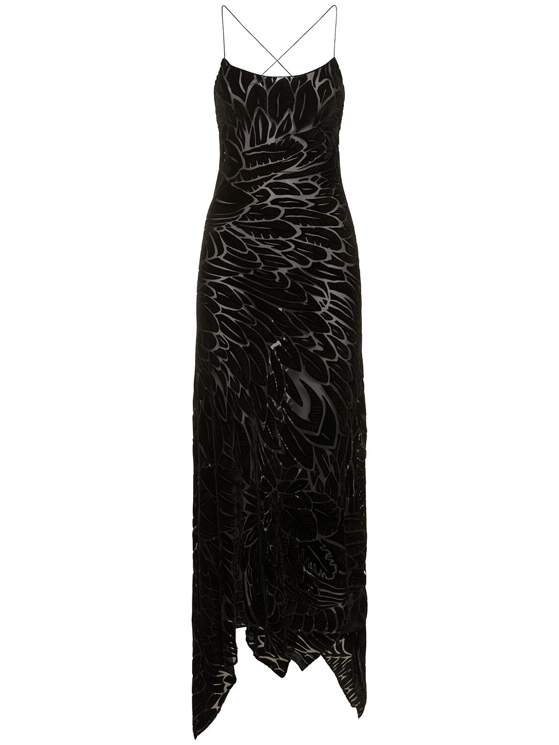 Roberto Cavalli Velvet Devoré Long Dress In Black