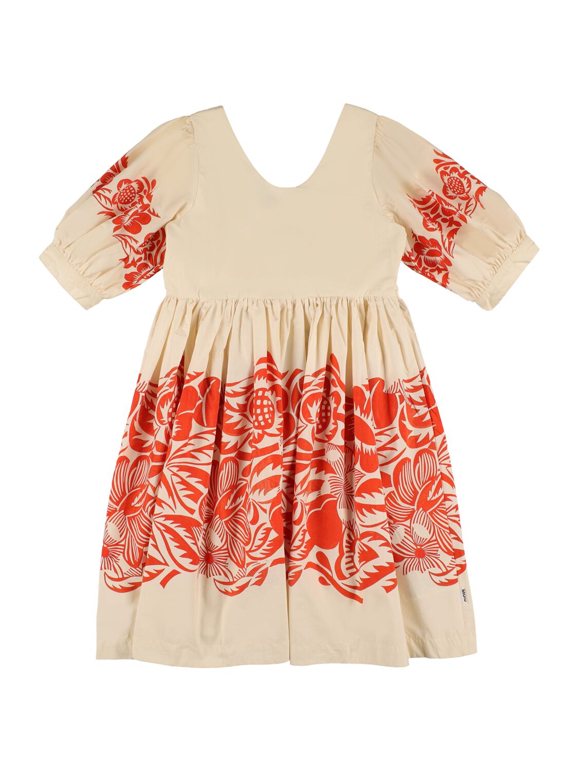 Molo Kids' Printed Organic Cotton Dress In White,red