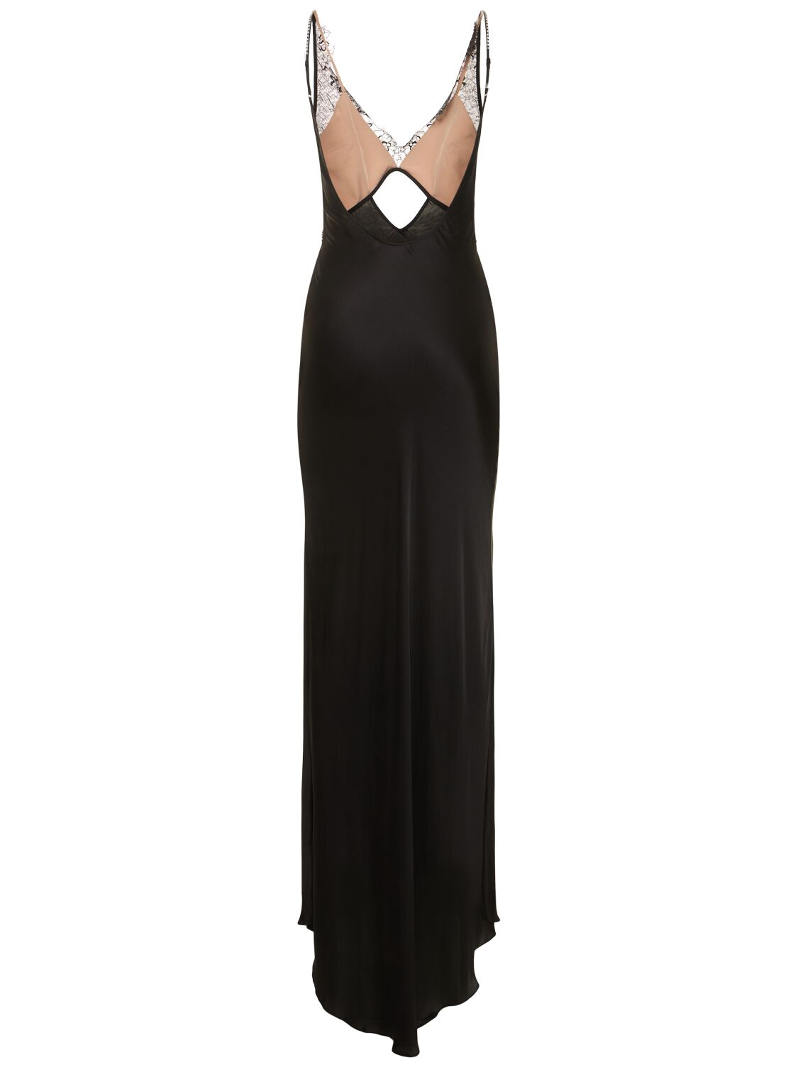 SELF-PORTRAIT Cutout crystal-embellished lace and satin maxi dress