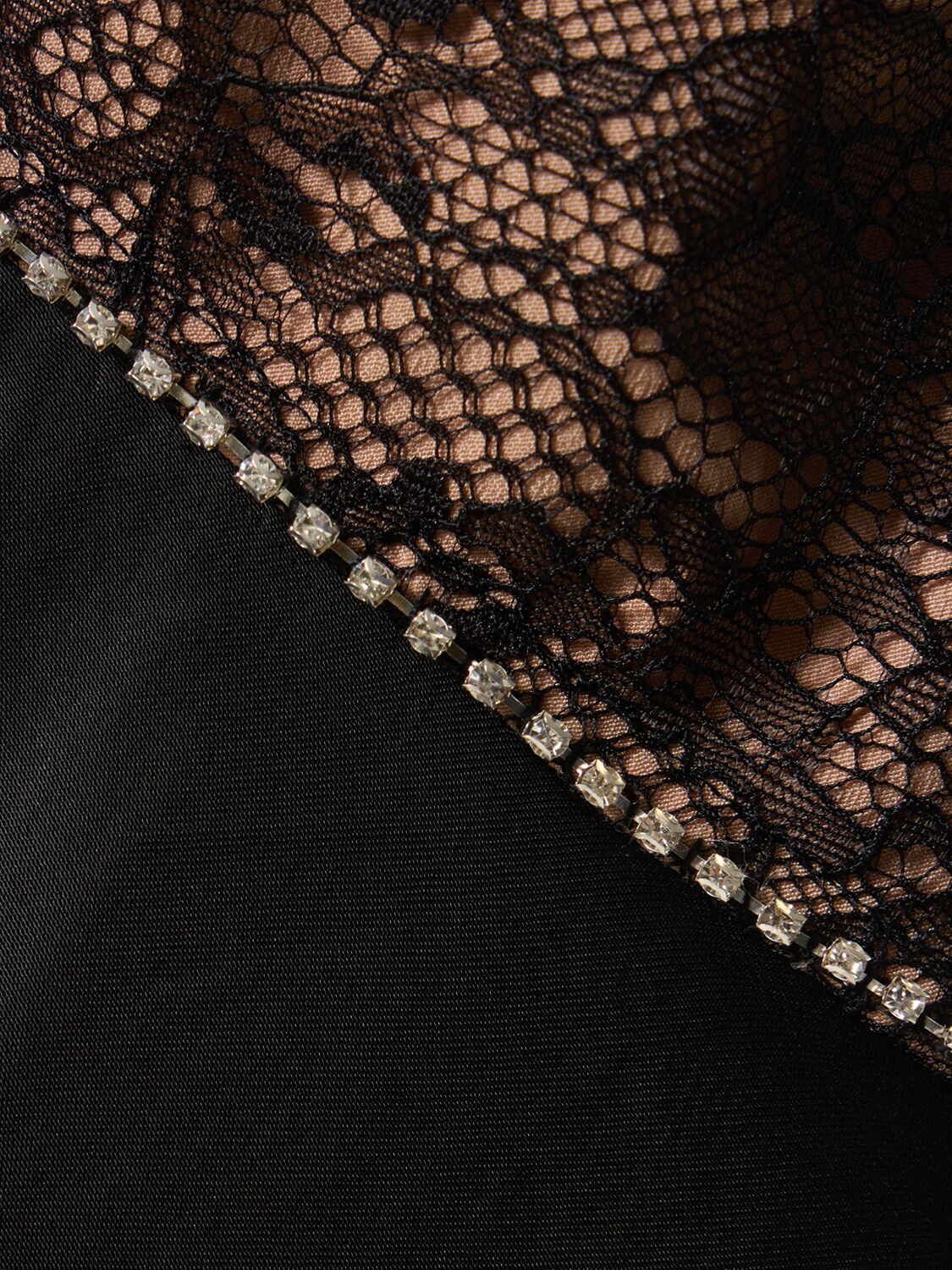 Shop Self-portrait Lace & Satin Viscose Maxi Dress In Black