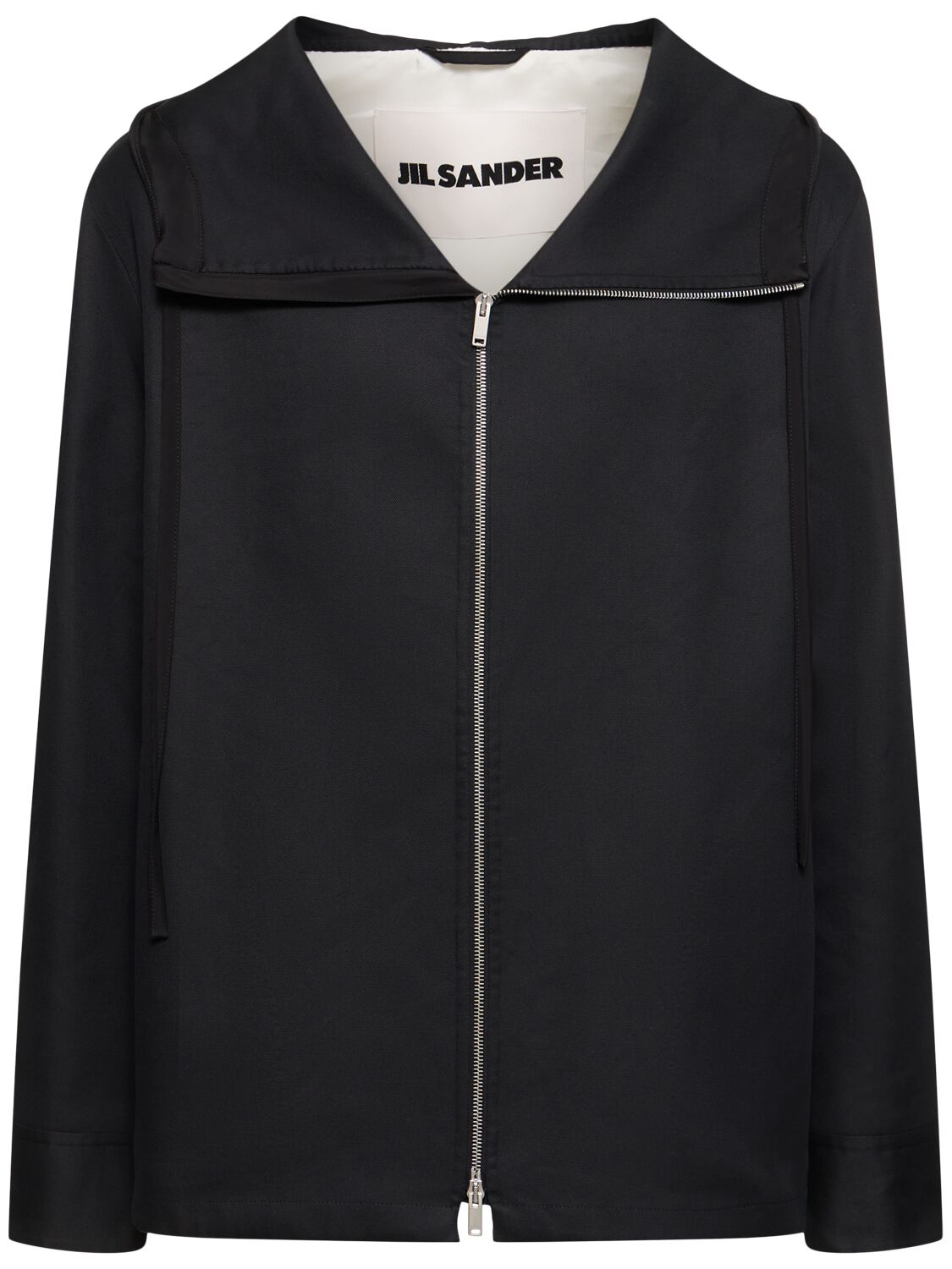 Jil Sander Boxy Cotton Zip Jacket In Black