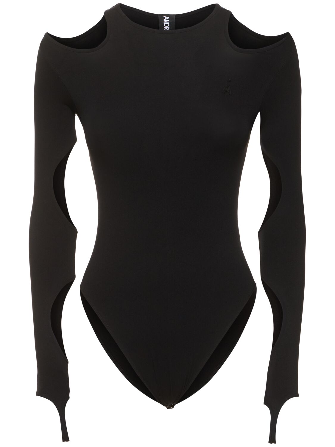 Andreädamo Sculpting Jersey Cutout Bodysuit In Black 004