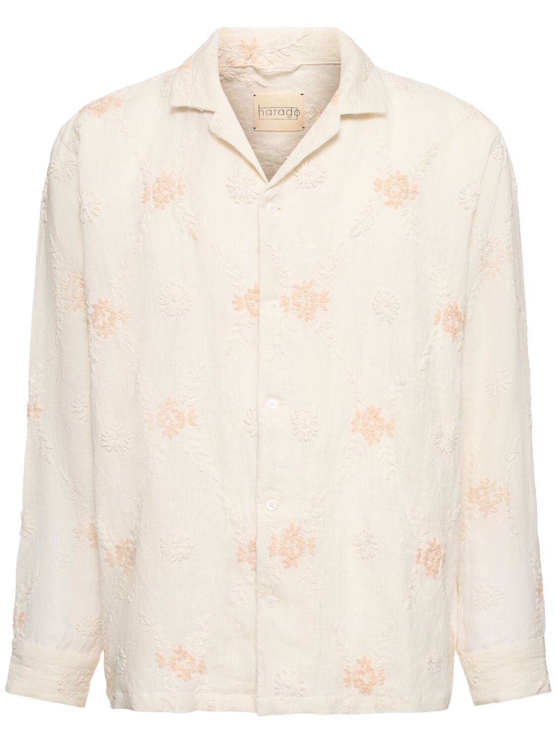 Harago Embroidered Linen Shirt In Off White