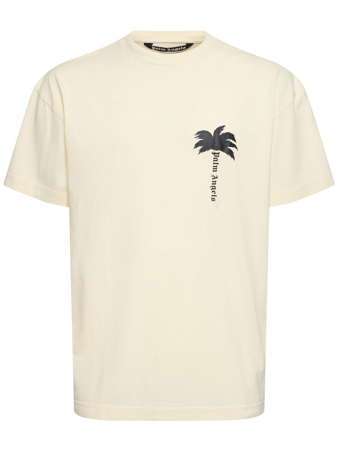 Shop Palm Angels The Palm Printed Cotton T-shirt In Off-white