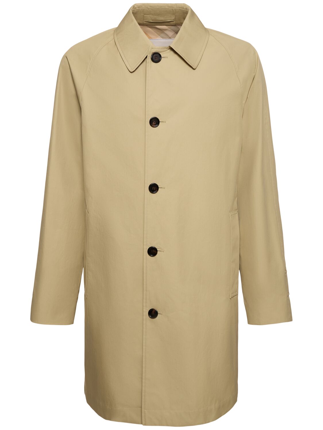 Burberry Long Cotton Raincoat In Neutral