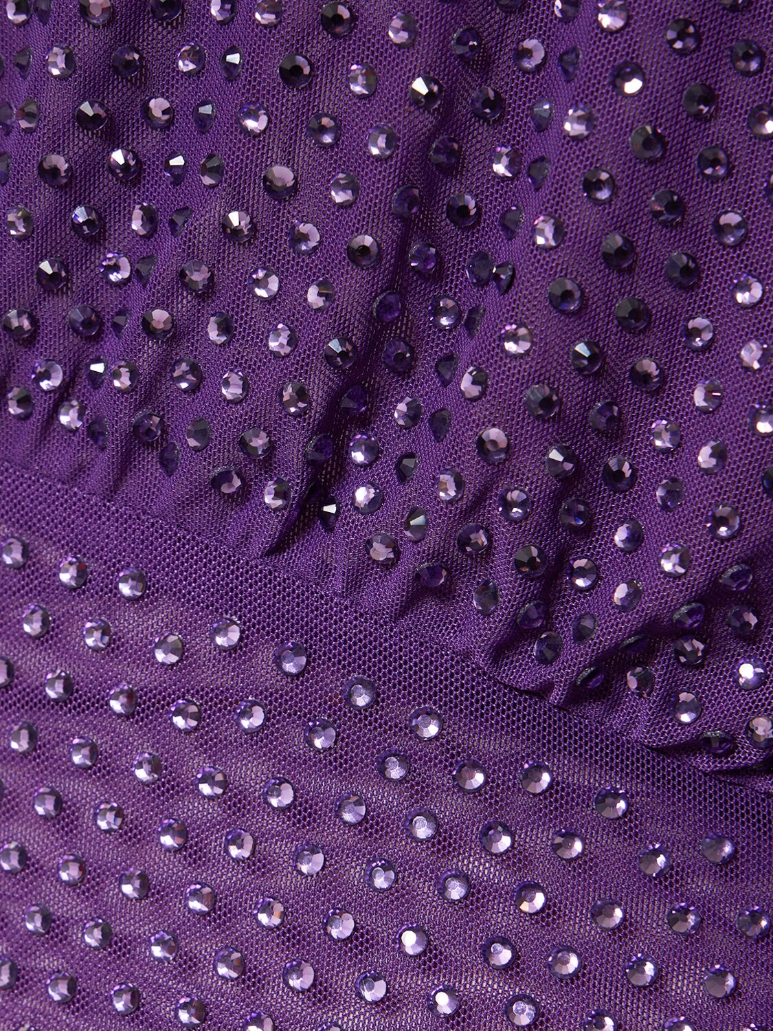 Shop Self-portrait Embellished Mesh Maxi Dress In Purple