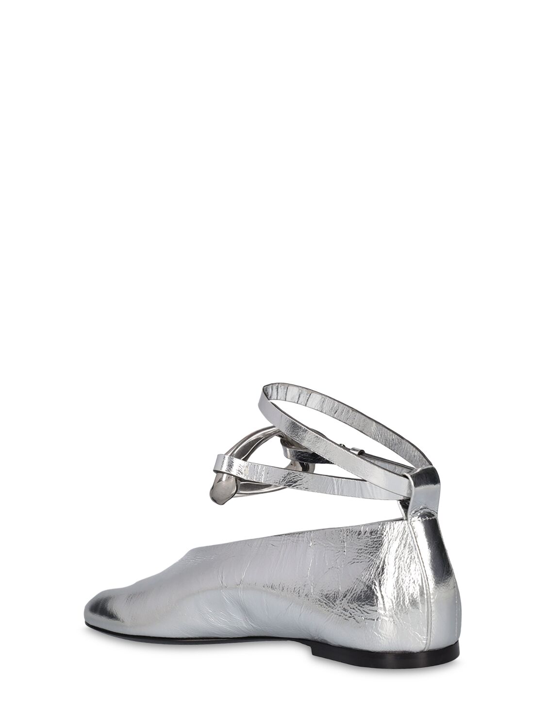 Shop Jil Sander 10mm Metallic Leather Flat Shoes In Silver
