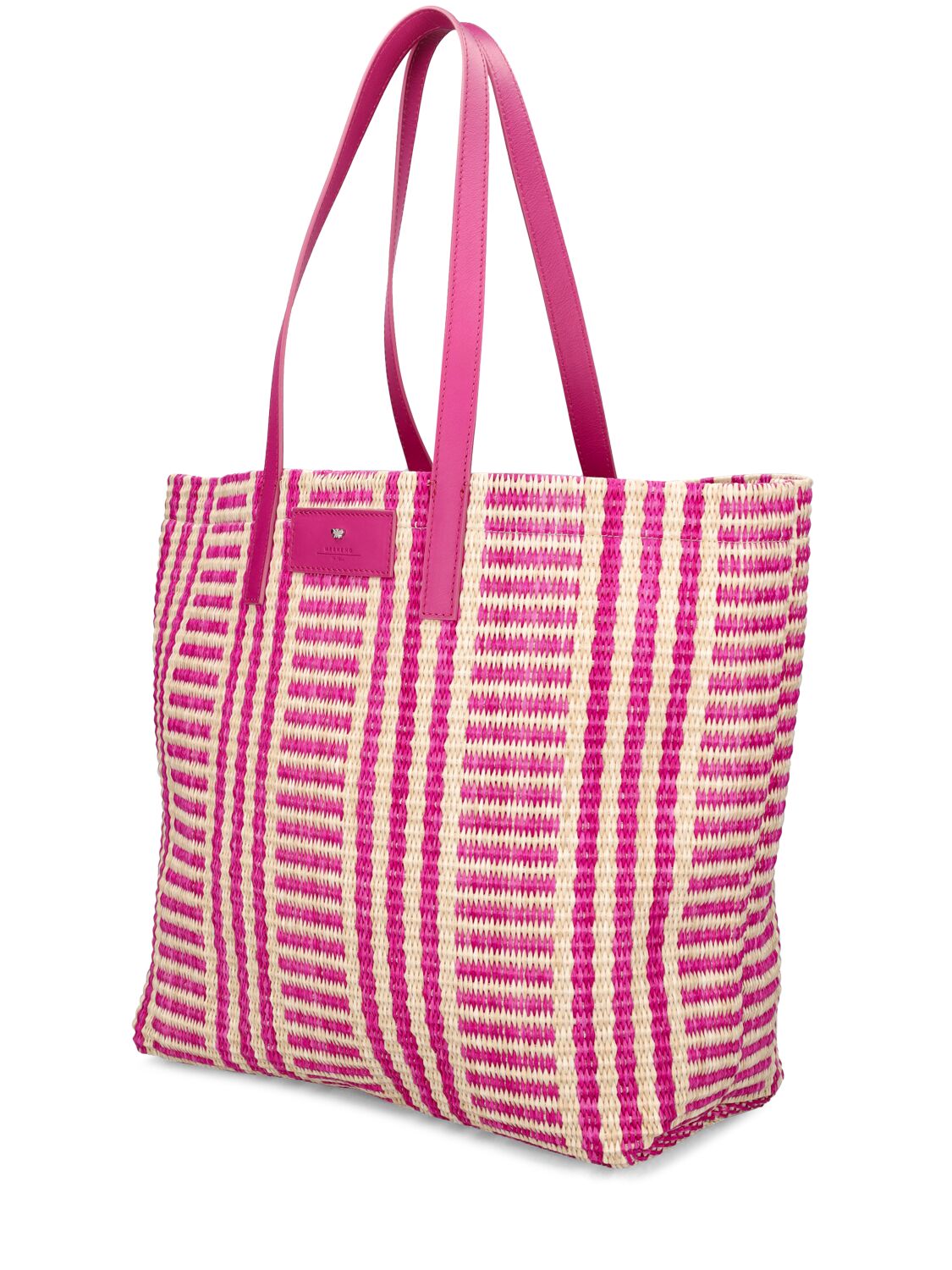 Shop Weekend Max Mara Ottano Raffia Effect Tote Bag In Beige,pink