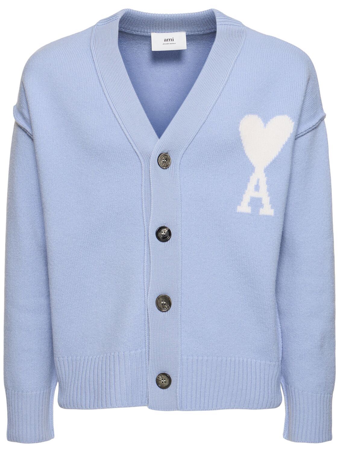 Ami Alexandre Mattiussi Adc Felted Wool Cardigan In Cashmere Blue