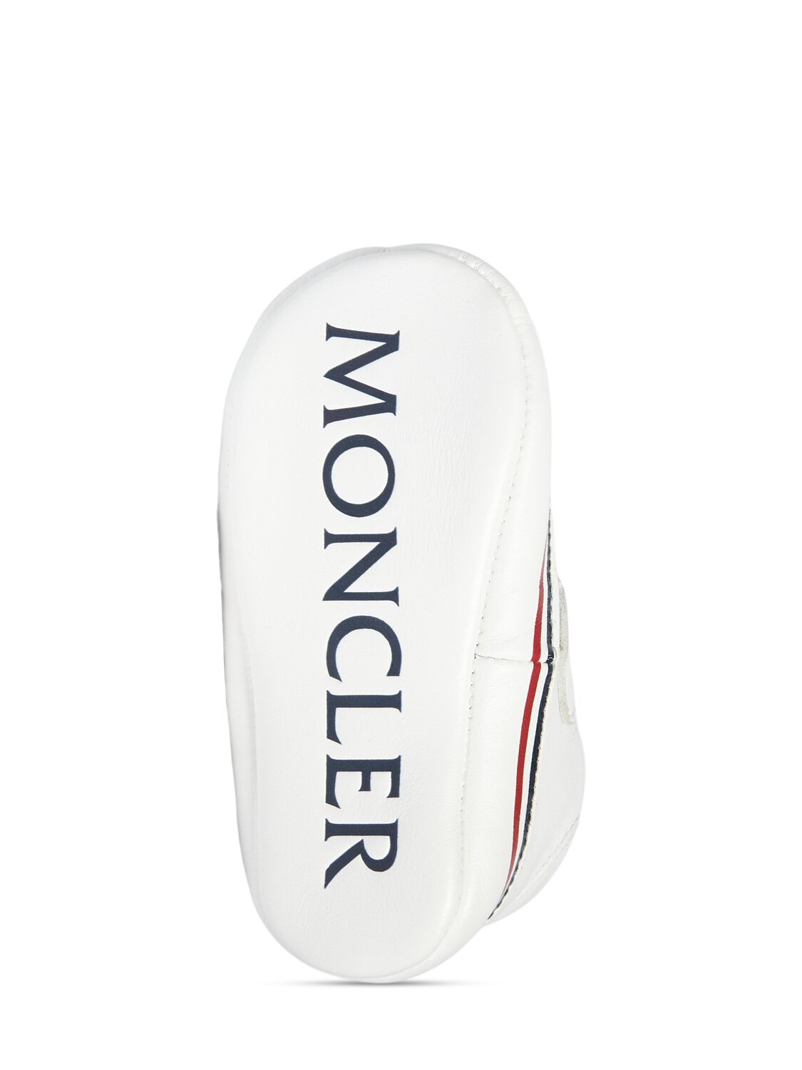 Shop Moncler Logo Patch Leather Pre-walker Shoes In Optical White