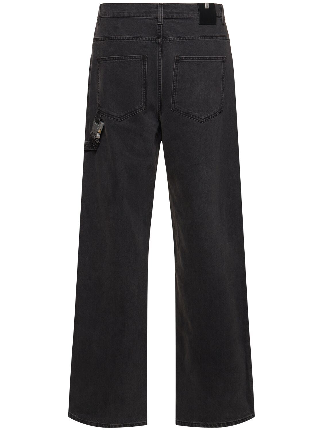 Shop Alyx Wide Denim Jeans W/buckle In Black