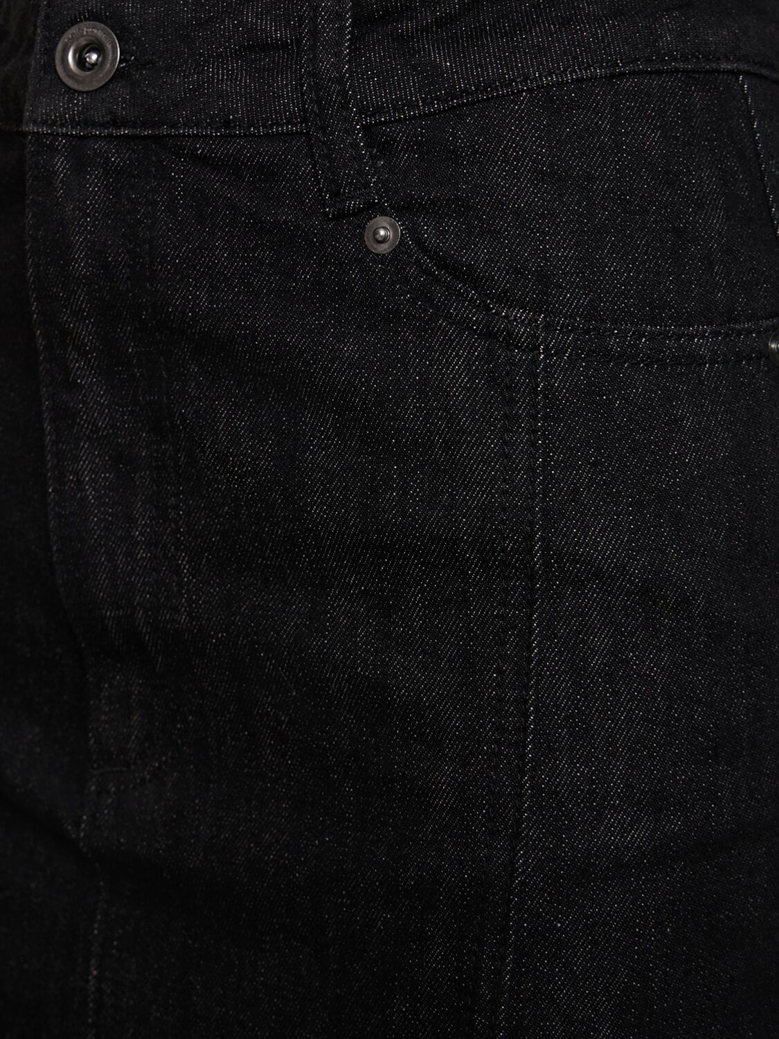 Shop Self-portrait Flared Cotton Denim Maxi Skirt In Black