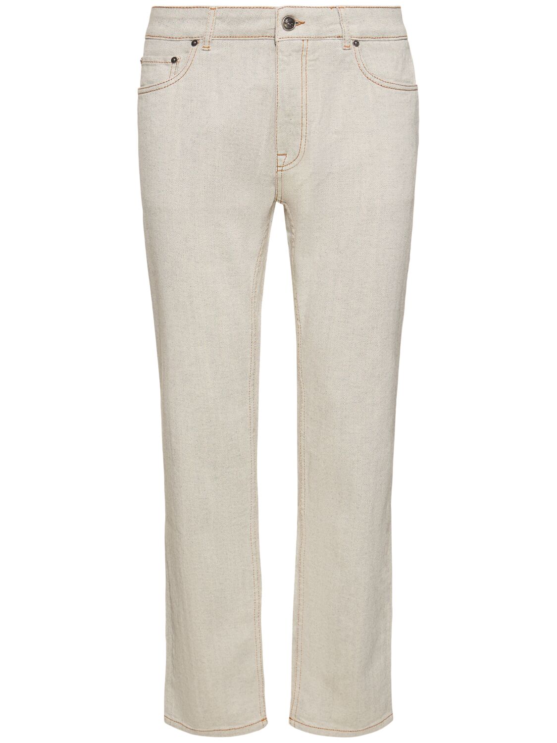 Image of Cotton Denim Straight Jeans