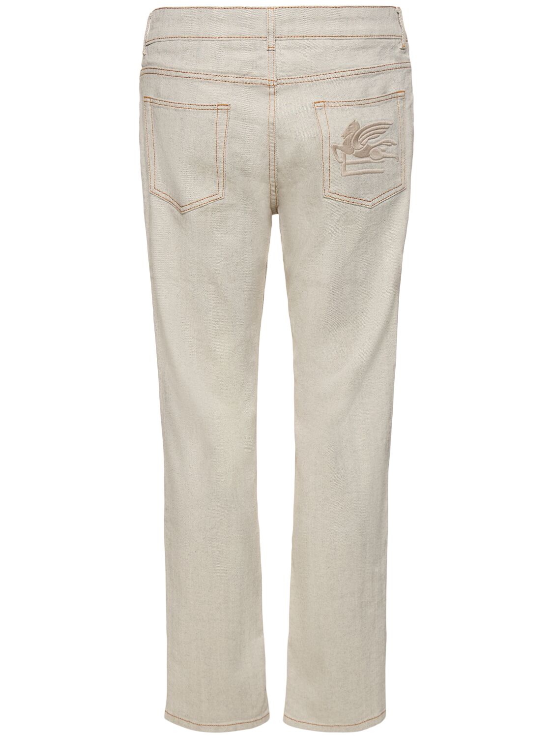 Shop Etro Cotton Denim Straight Jeans In Light Grey