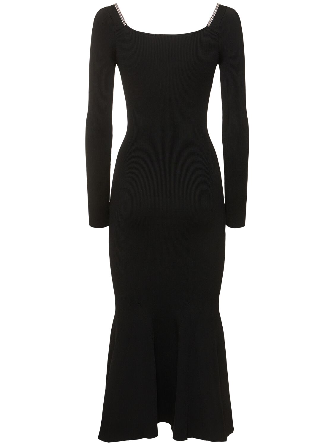 Shop Self-portrait Diamante Viscose Knit Midi Dress In Black