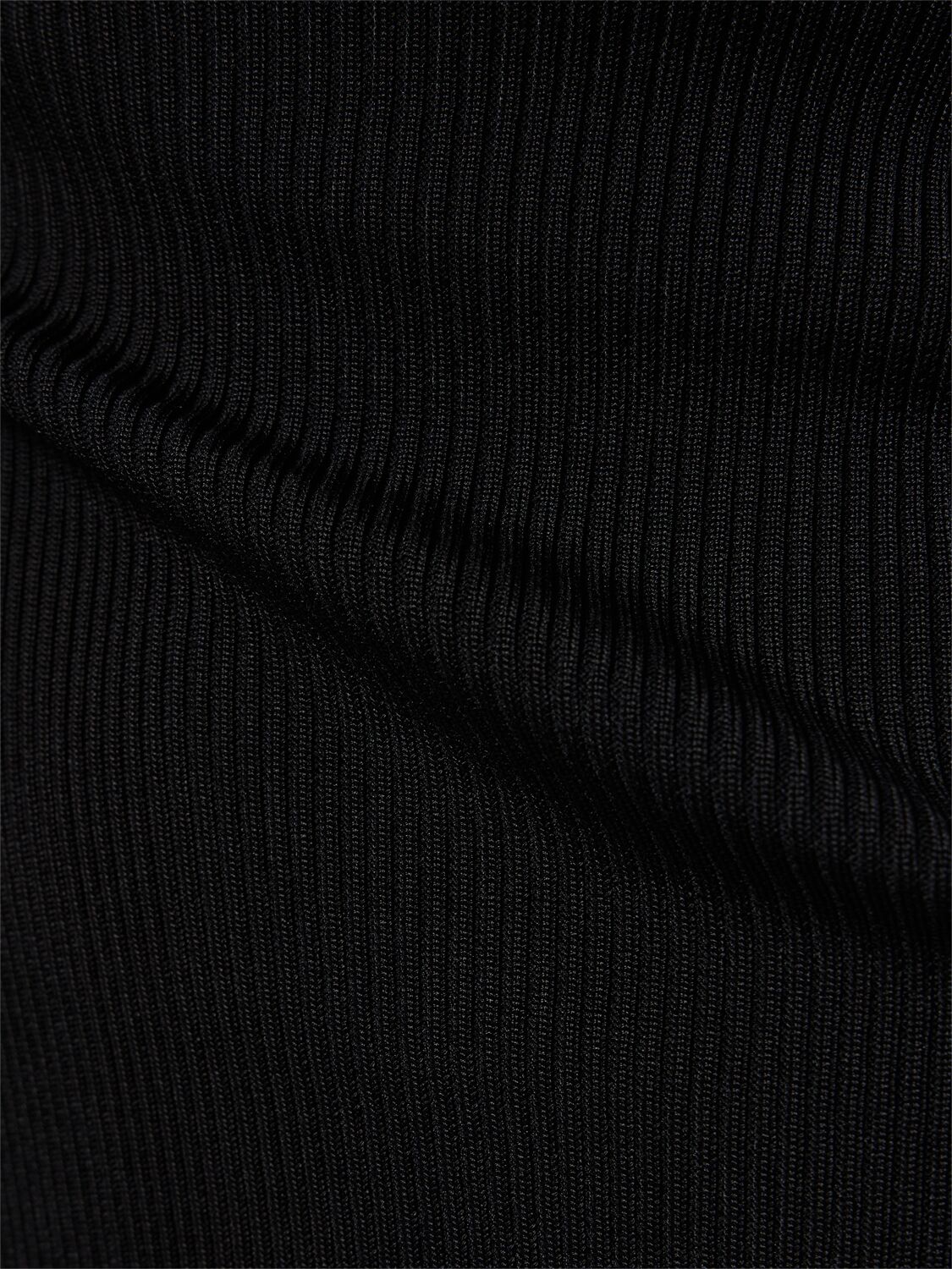 Shop Self-portrait Diamante Viscose Knit Midi Dress In Black